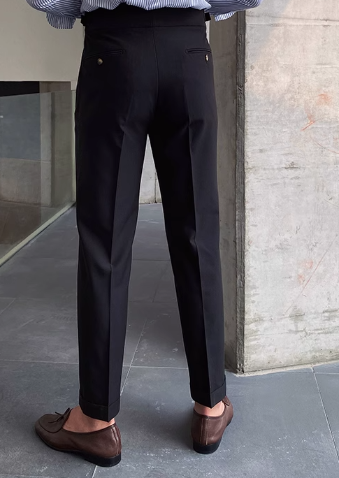 Damen Faltenhose Klassisch Gürtelschlaufen