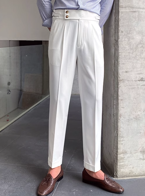 Damen Faltenhose Klassisch Gürtelschlaufen - Norvielle