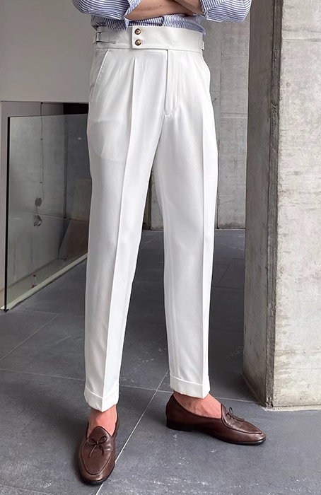 Damen Faltenhose Klassisch Gürtelschlaufen