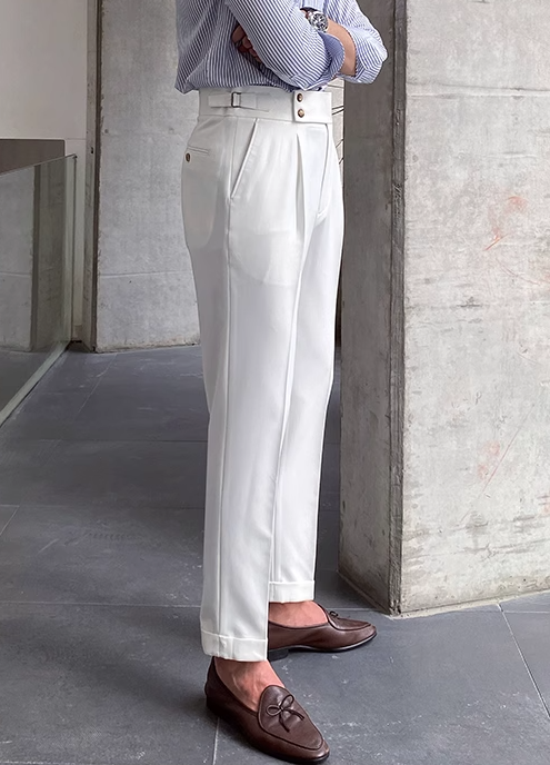 Damen Faltenhose Klassisch Gürtelschlaufen