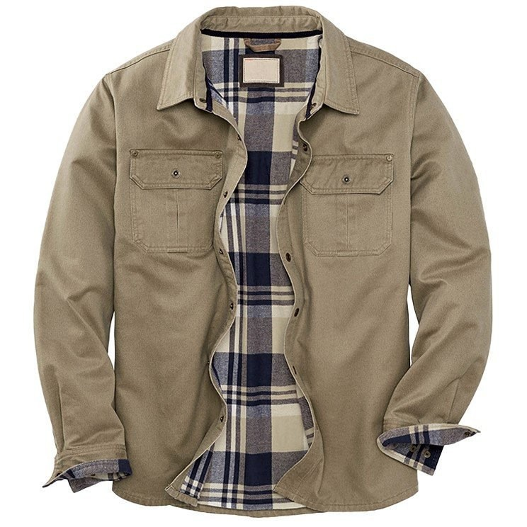 Herren Hemdjacke Flanellfutter Brusttaschen Braun - Norvielle