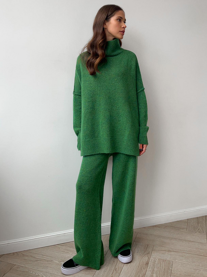 Damen Oversize Strickpullover Lounge-Set Gemütlich