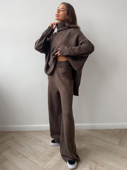 Damen Oversize Strickpullover Lounge-Set Gemütlich