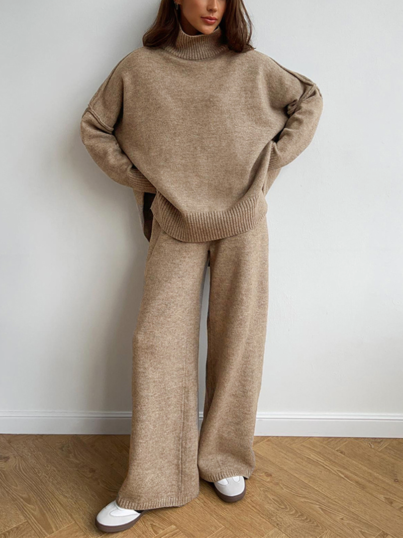 Damen Oversize Strickpullover Lounge-Set Gemütlich - Norvielle