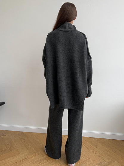 Damen Oversize Strickpullover Lounge-Set Gemütlich