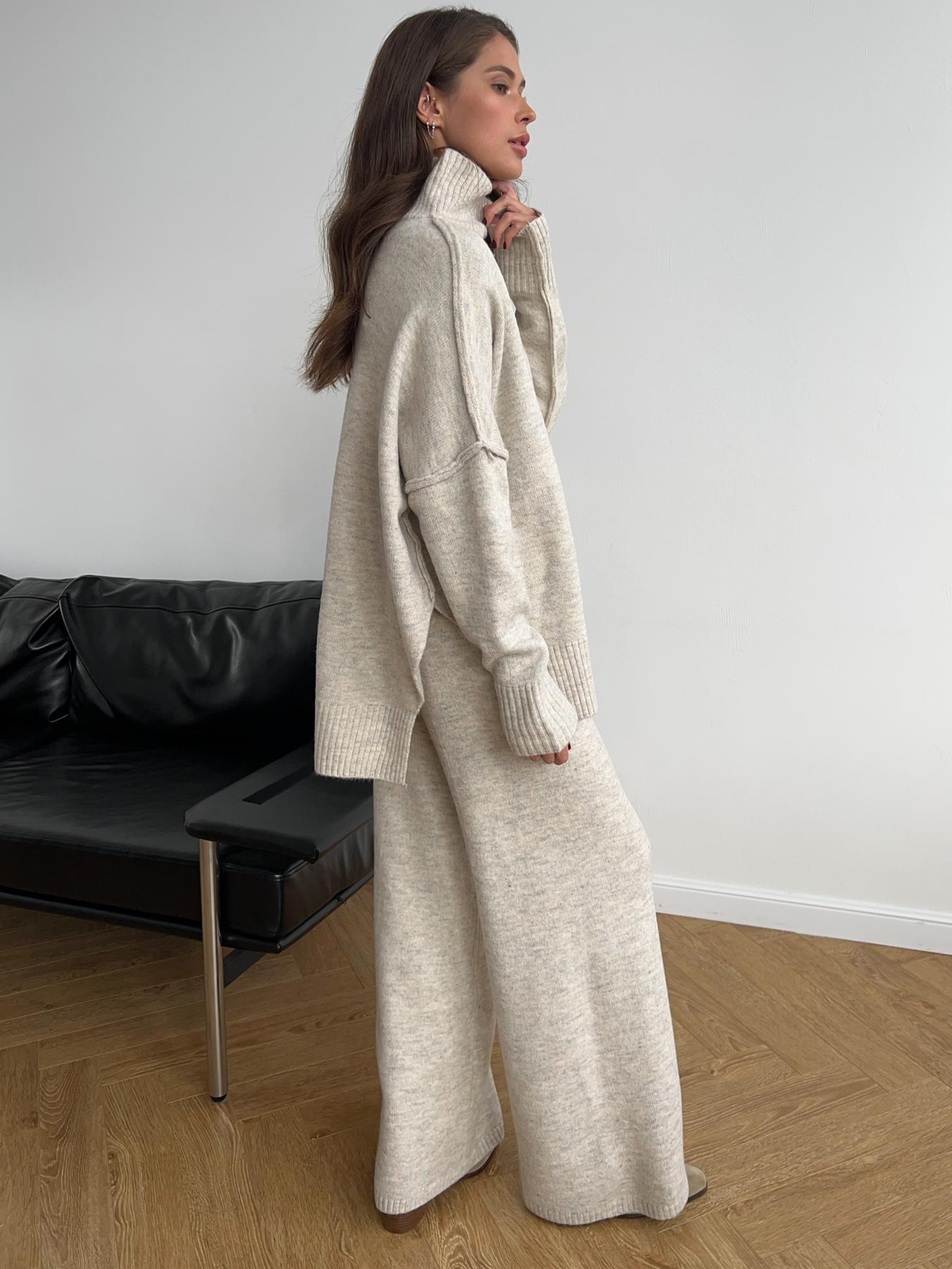 Damen Oversize Strickpullover Lounge-Set Gemütlich