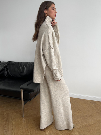 Damen Oversize Strickpullover Lounge-Set Gemütlich