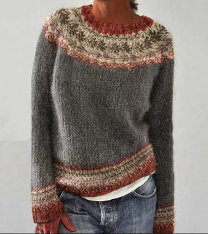 Damen Strickpullover Rundhalsausschnitt Alltag