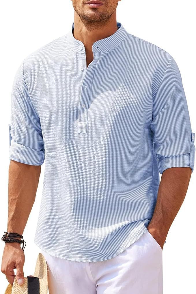 Herren Henley Hemd Langärmlig Lässig