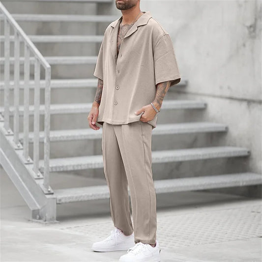 Sommer Leinen-Set für Herren aus Leinen Beige - Norvielle