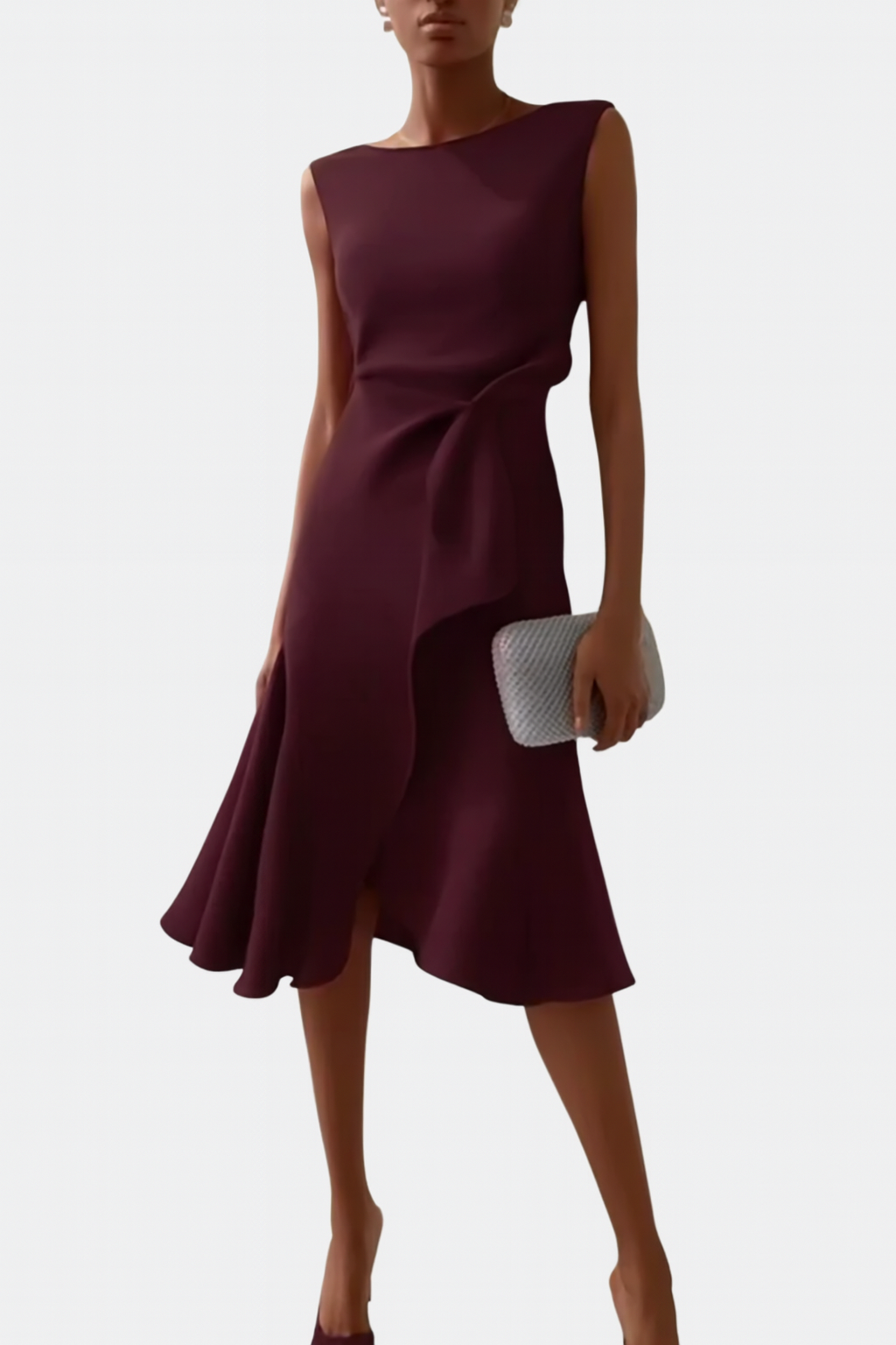 Damen Asymmetrisches Midikleid Drapiertes Design