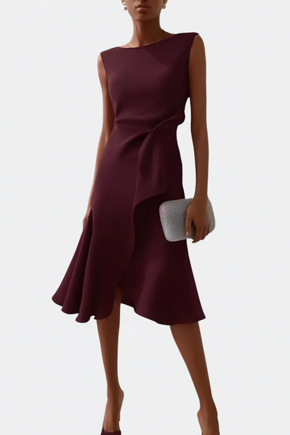 Damen Asymmetrisches Midikleid Drapiertes Design
