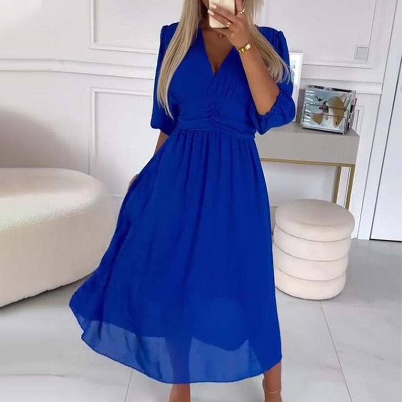 Norvielle Damen Chiffonkleid Seide Leichtig