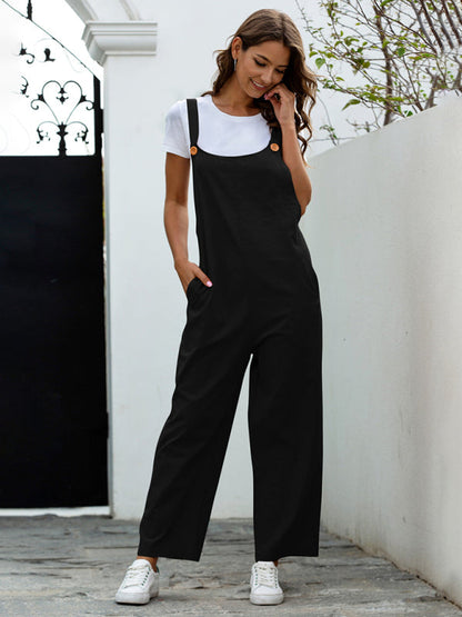 Damen Gewebte Retro Latzhose Lang Lässig - Norvielle