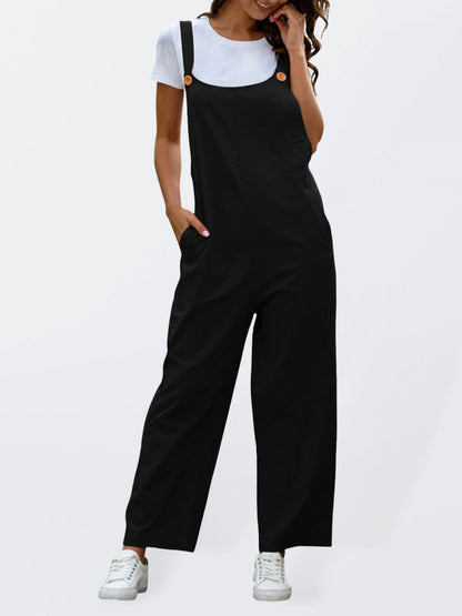 Damen Gewebte Retro Latzhose Lang Lässig