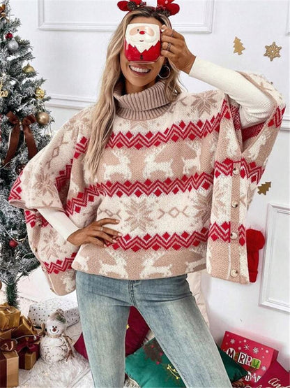 Damen Festlicher Winterstrickpullover Rentiermotiv