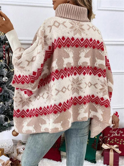 Damen Festlicher Winterstrickpullover Rentiermotiv