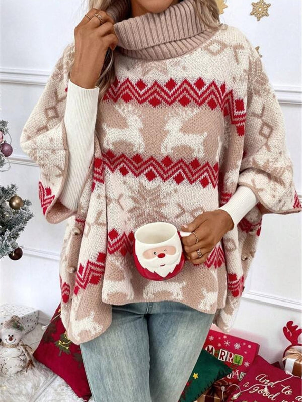 Damen Festlicher Winterstrickpullover Rentiermotiv