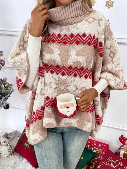 Damen Festlicher Winterstrickpullover Rentiermotiv
