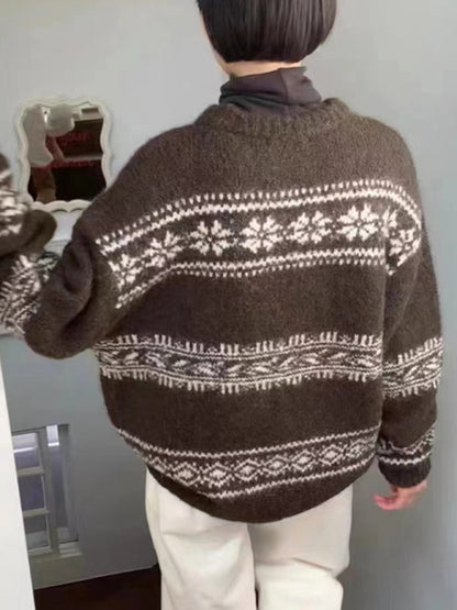 Damen Lässiger Winterpullover Nordisches Muster