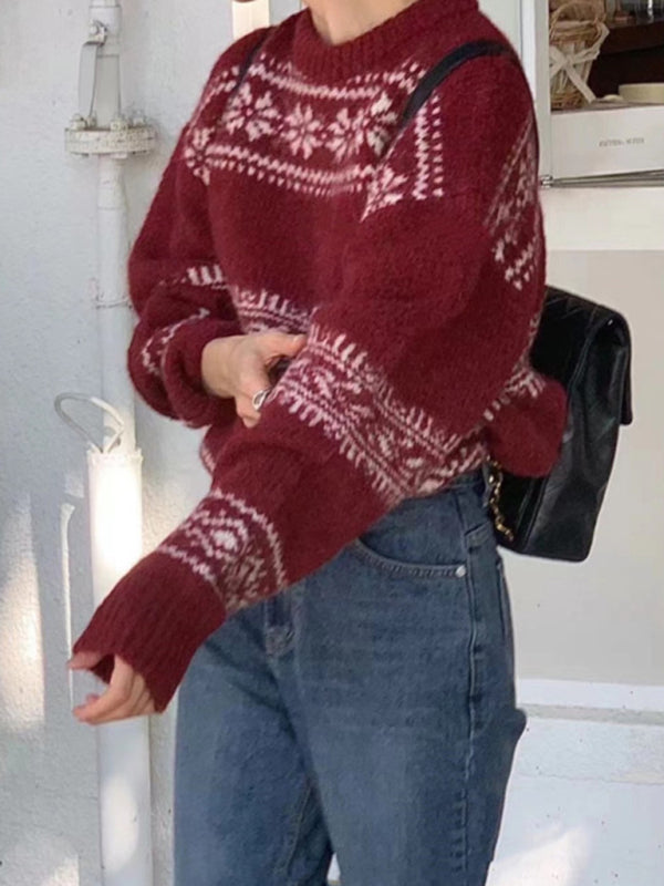 Damen Lässiger Winterpullover Nordisches Muster