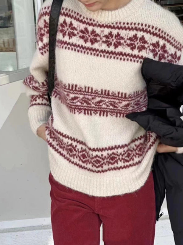 Damen Lässiger Winterpullover Nordisches Muster