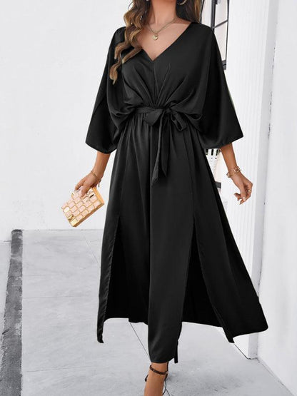 Damen Elegantes V-Ausschnitt Kleid Lockere Passform