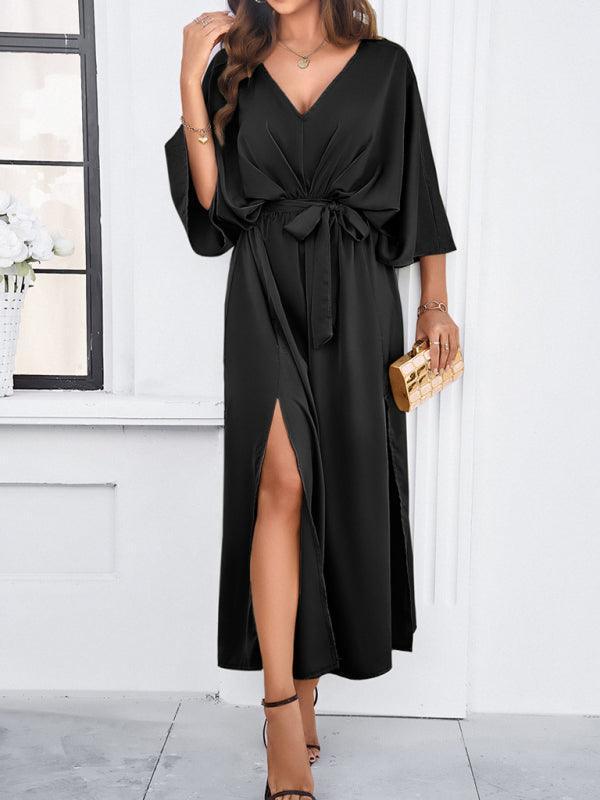 Damen Elegantes V-Ausschnitt Kleid Lockere Passform