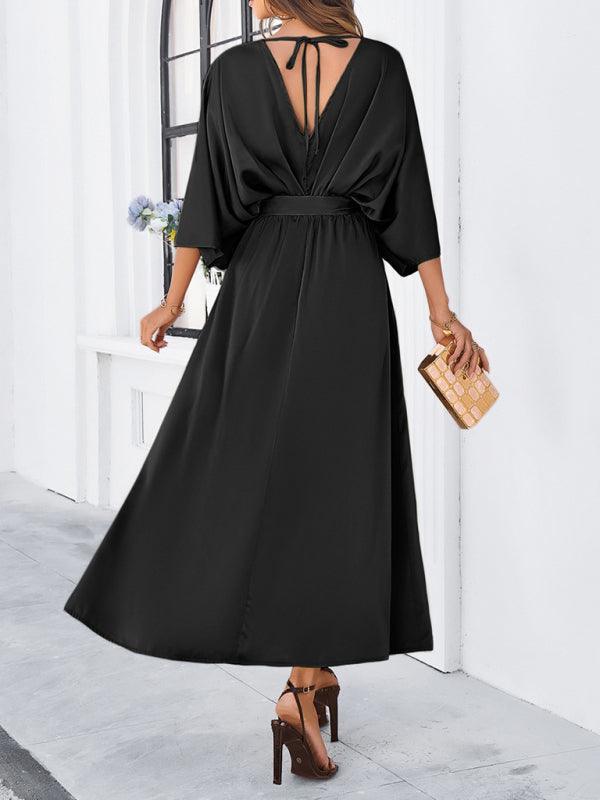 Damen Elegantes V-Ausschnitt Kleid Lockere Passform