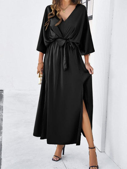 Damen Elegantes V-Ausschnitt Kleid Lockere Passform