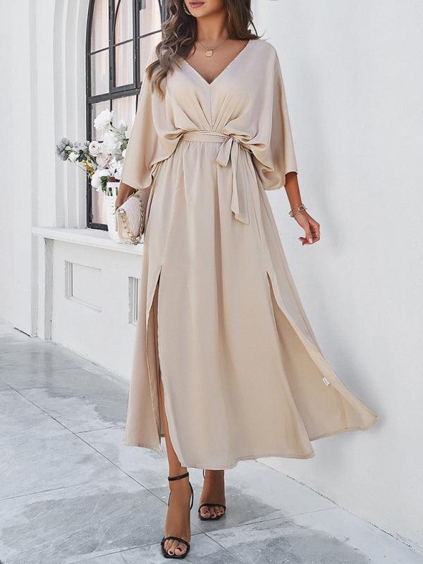 Damen Elegantes V-Ausschnitt Kleid Lockere Passform