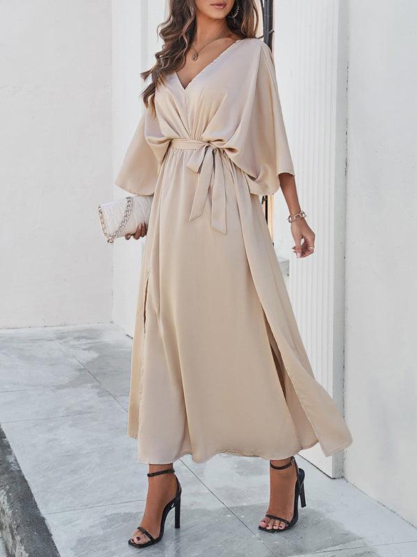 Damen Elegantes V-Ausschnitt Kleid Lockere Passform