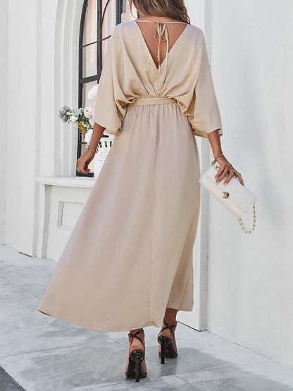 Damen Elegantes V-Ausschnitt Kleid Lockere Passform