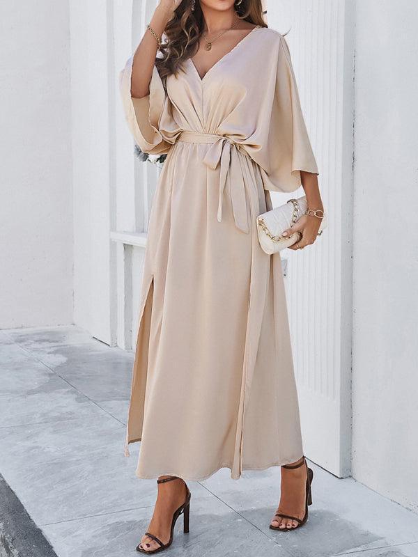 Damen Elegantes V-Ausschnitt Kleid Lockere Passform
