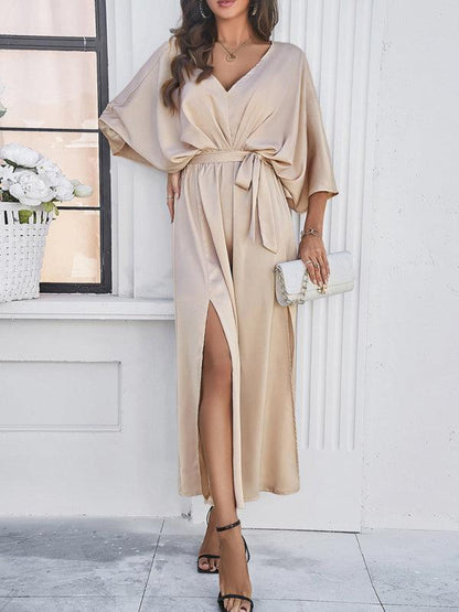 Damen Elegantes V-Ausschnitt Kleid Lockere Passform