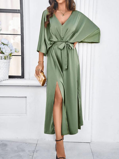 Damen Elegantes V-Ausschnitt Kleid Lockere Passform
