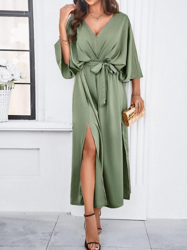 Damen Elegantes V-Ausschnitt Kleid Lockere Passform