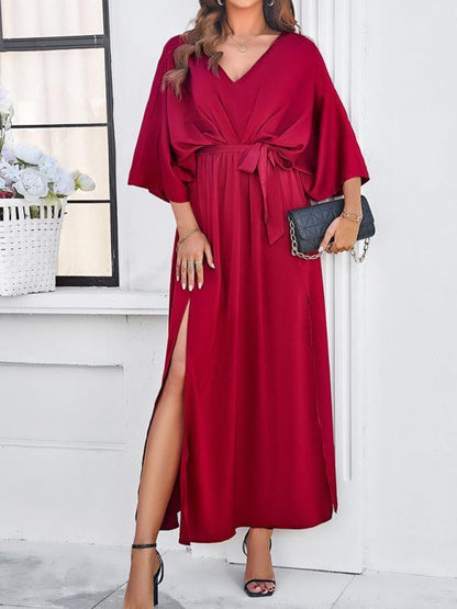 Damen Elegantes V-Ausschnitt Kleid Lockere Passform