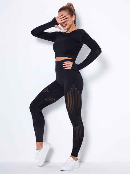 Damen Sportset 2-teilig Struktur-Design Nahtlos