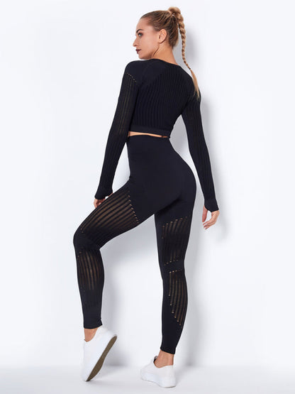 Damen Sportset 2-teilig Struktur-Design Nahtlos