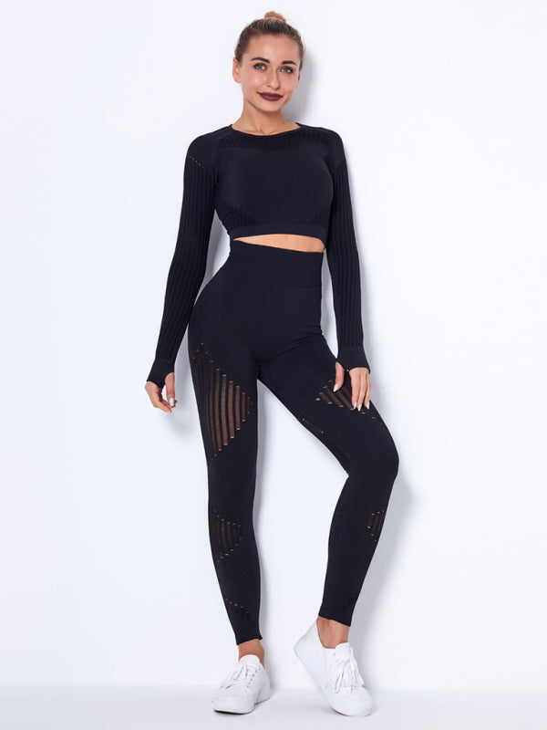 Damen Sportset 2-teilig Struktur-Design Nahtlos