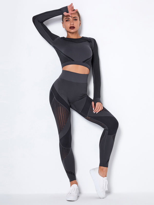 Damen Sportset 2-teilig Struktur-Design Nahtlos