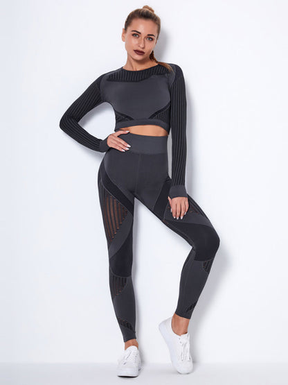 Damen Sportset 2-teilig Struktur-Design Nahtlos
