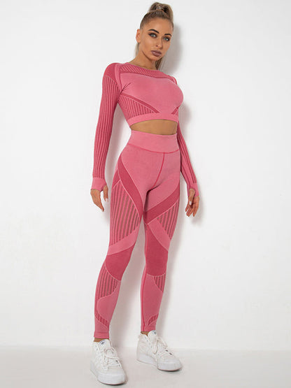Damen Sportset 2-teilig Struktur-Design Nahtlos