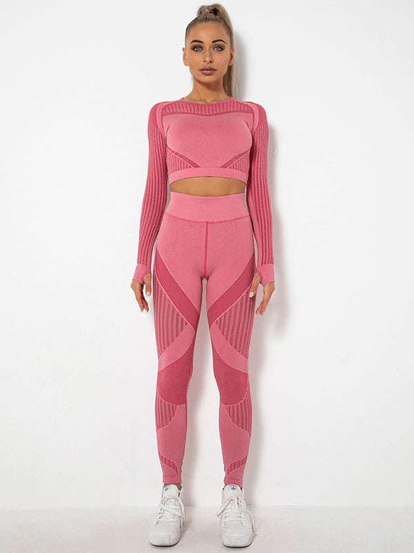 Damen Sportset 2-teilig Struktur-Design Nahtlos