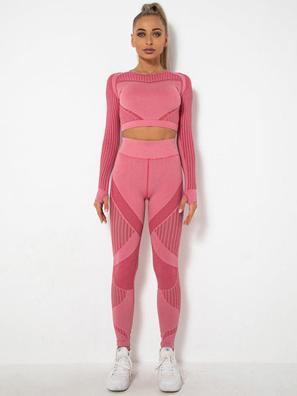 Damen Sportset 2-teilig Struktur-Design Nahtlos
