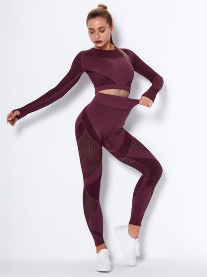 Damen Sportset 2-teilig Struktur-Design Nahtlos