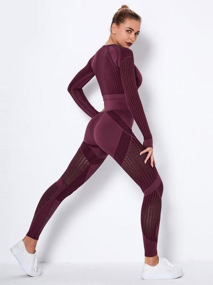Damen Sportset 2-teilig Struktur-Design Nahtlos