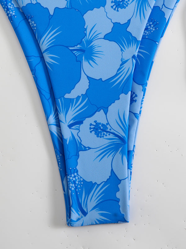 Norvielle Damen Halterneck-Bikini Blumenmuster