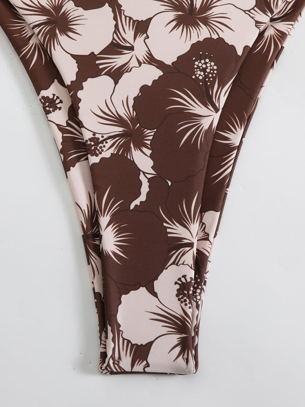 Norvielle Damen Halterneck-Bikini Blumenmuster